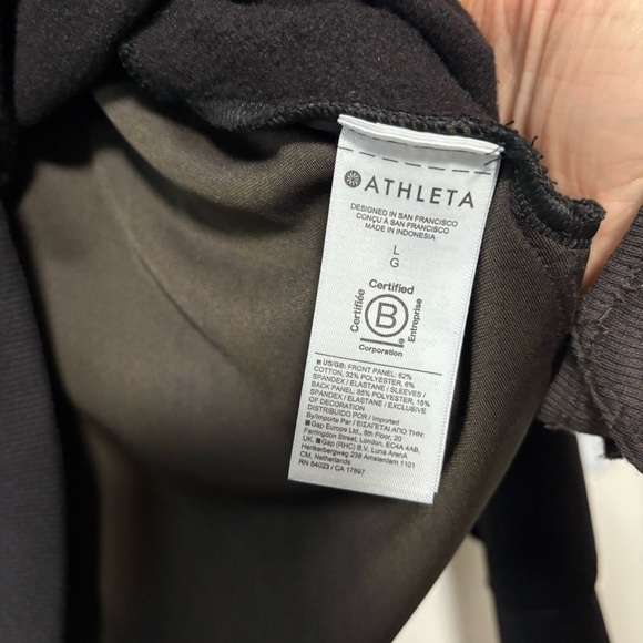 Athleta Retroplush Black Velvet Side Snap Pullover Fleece Crewneck Sweatshirt - Picture 9 of 9